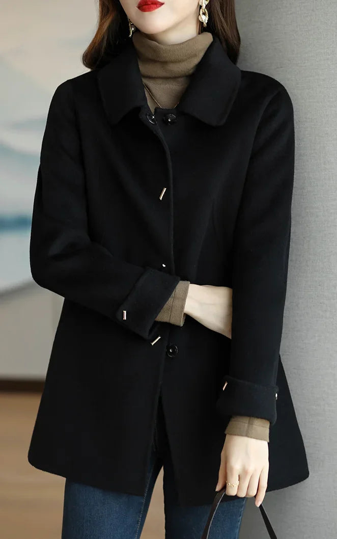 Woolen Coat Slim Fashion Office Lady Square